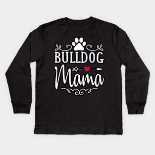 Bulldog Mama Love Heart Kids Long Sleeve T-Shirt